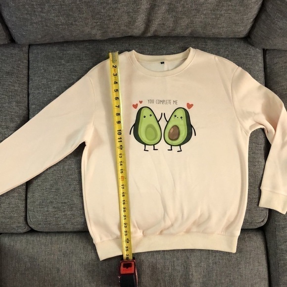 CARTOONS Avocado Sweatshirt Pullover Cream You Complete Me Avocado Cream M - Picture 8 of 11